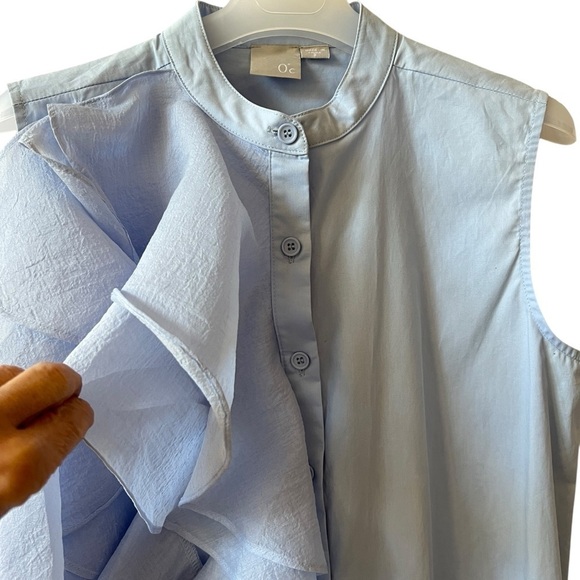 ZERO DEGREE CELSIUS RUFFLE SLEEVELESS SHIRT FEMININE PLAYFUL ELEGANT STATEMENT - Picture 4 of 10